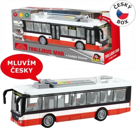 trolejbus s češkim glasom s zamašnjakom i svjetlosnim efektima 28 cm