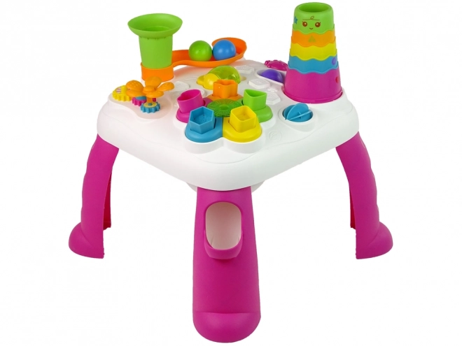 Interactive Educational Table with Ball Slide Pink