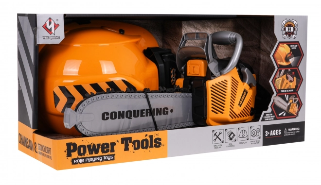 Interactive Toy Chainsaw Set with Helmet and Light