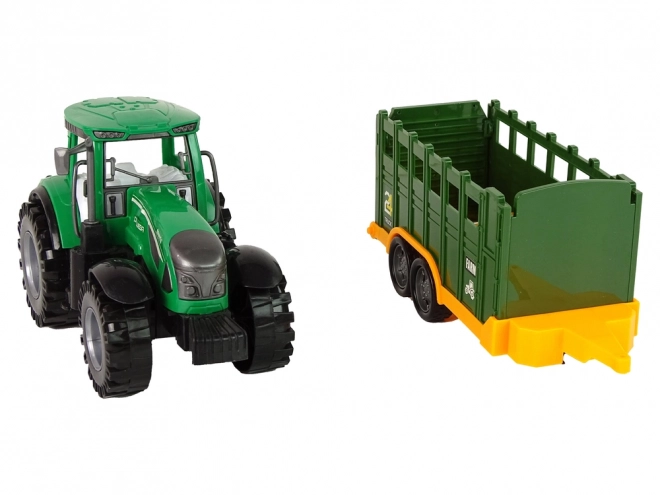 Green Farm Tractor with Detachable Trailer