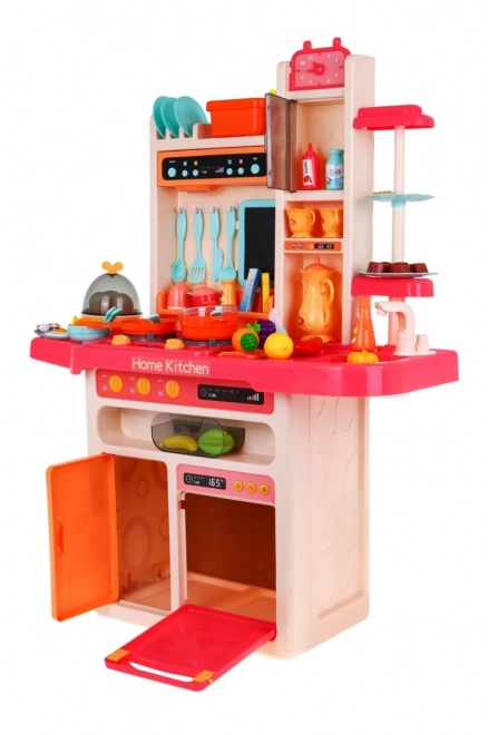 Stylish Pink Kids Kitchen with Water Tap and Interactive Burner