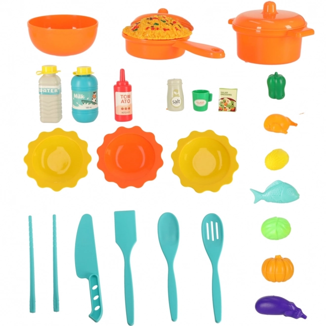 Plastic kitchen set for children with lights and accessories