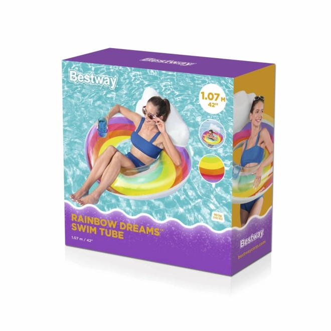 Rainbow Swim Ring with Headrest