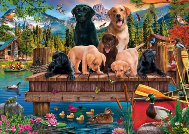 Dog Family by the Lake 1000 Piece Puzzle