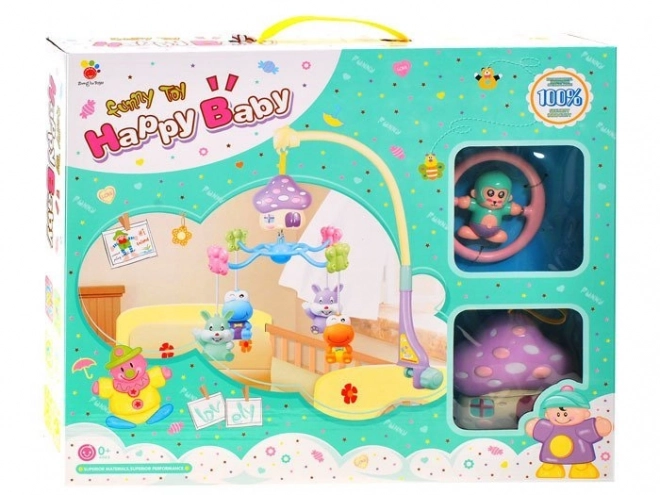 Pastel Musical Crib Mobile with Monkeys