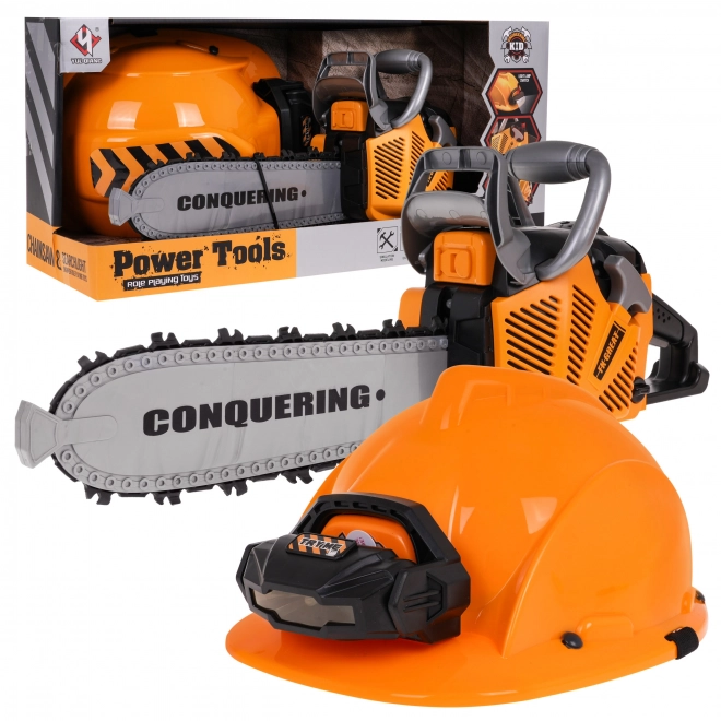 Interactive Toy Chainsaw Set with Helmet and Light