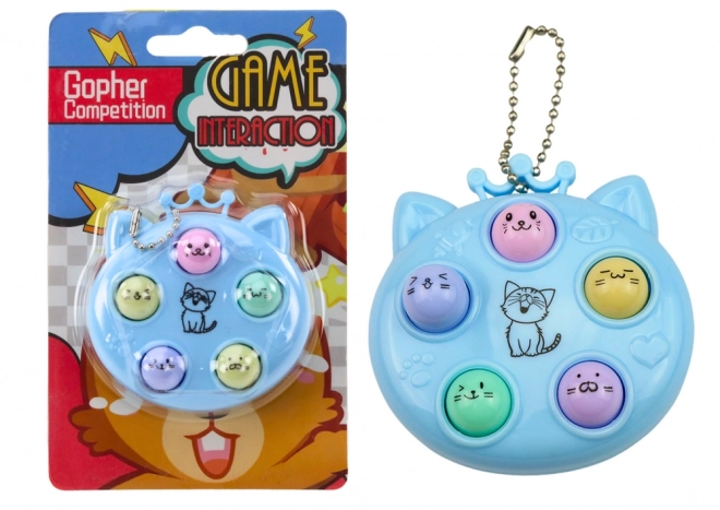 Mini Whack-a-Mole Game Keychain - Blue Cat