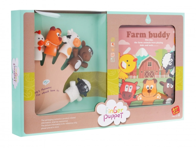 Farm Animal Finger Puppets Set with Book