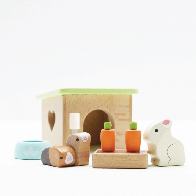 Wooden Bunny and Guinea Pig Playset