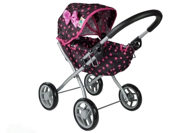 Alice doll stroller black with pink polka dots