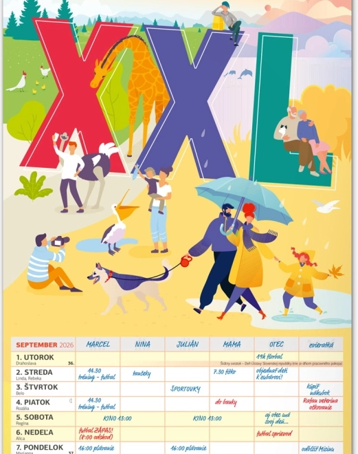 Calendrier mural Planificateur familial XXL 2026