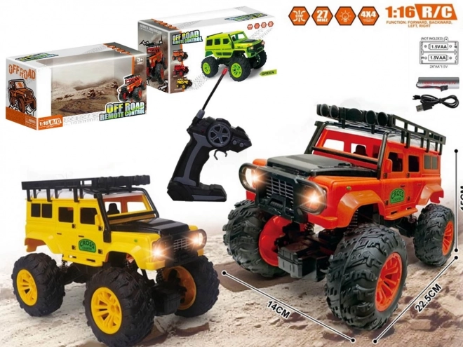 Remote Control Off-Road Car with Lights and USB Charging