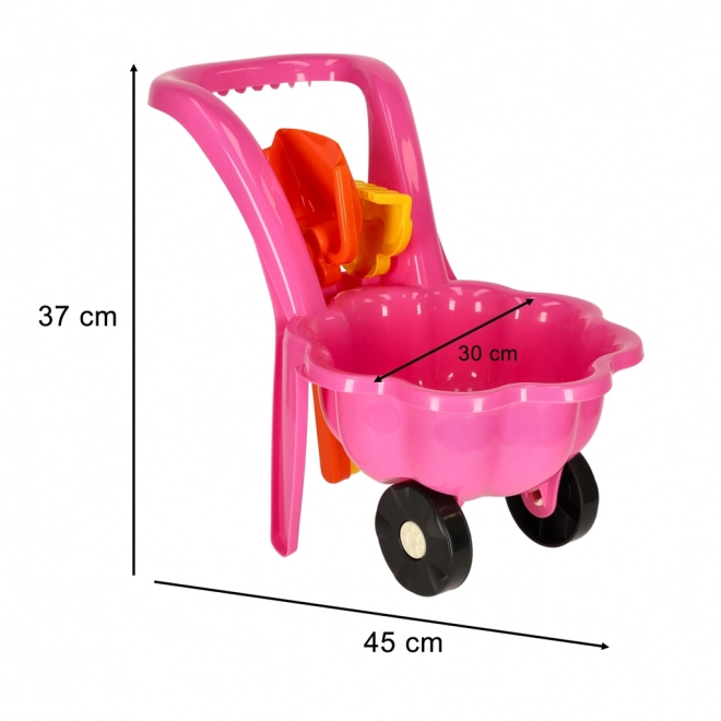 Pink Kids Wheelbarrow Garden Set with Shovel and Rake