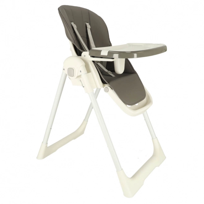 Foldable High Chair With Wheels And Tray - Gray