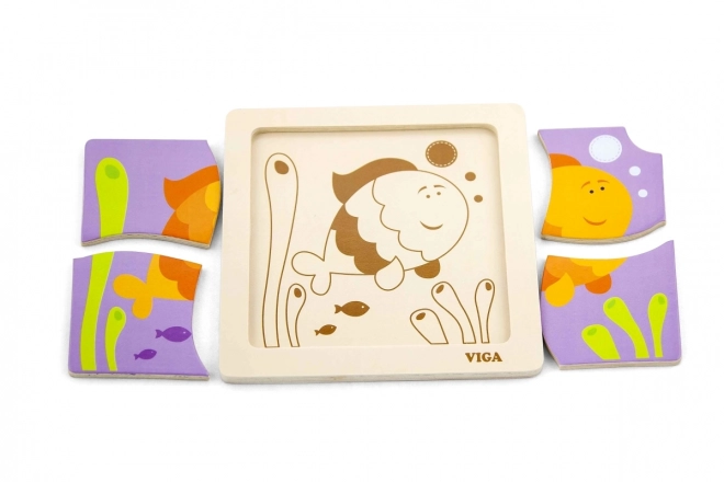 Viga Wooden Fish Puzzle for Toddlers