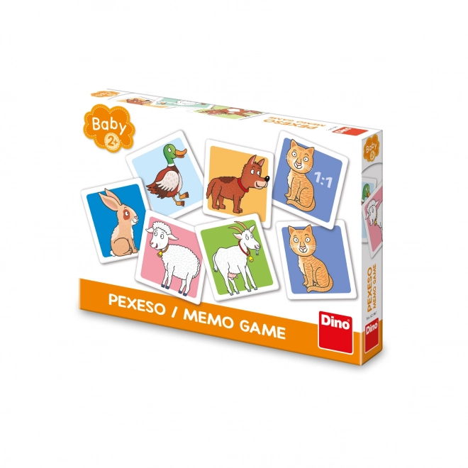 Memory Game with Cute Domestic Animals for Kids