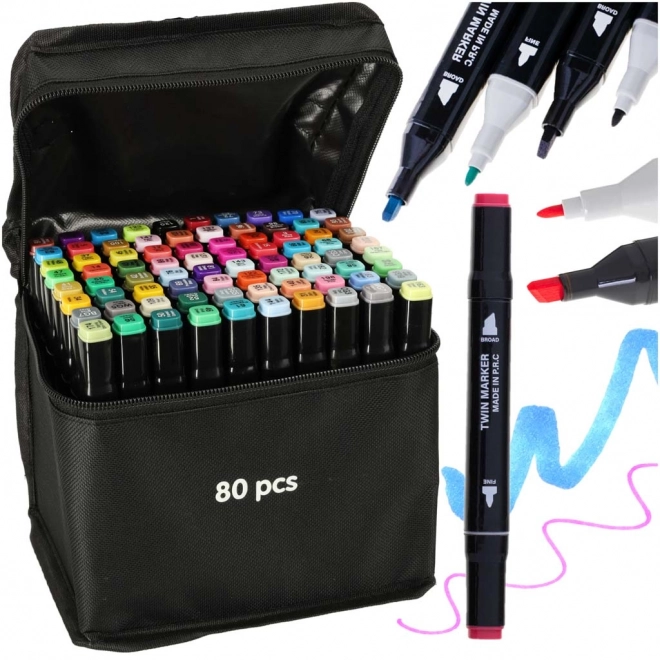 Dual-Tip Alcohol Markers Set in Case