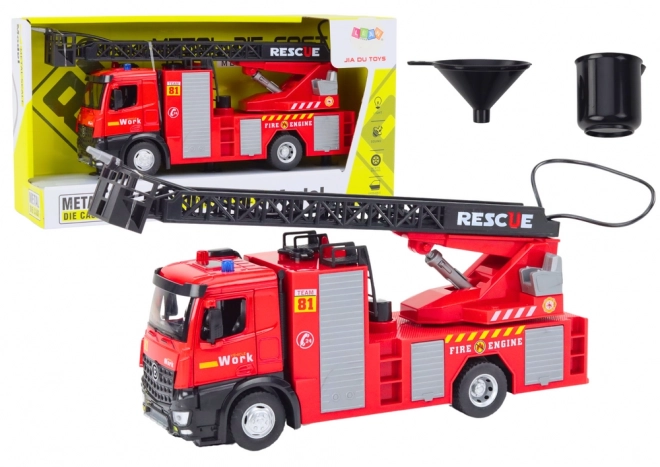 Fire Truck With Ladder Light Sound Water Red