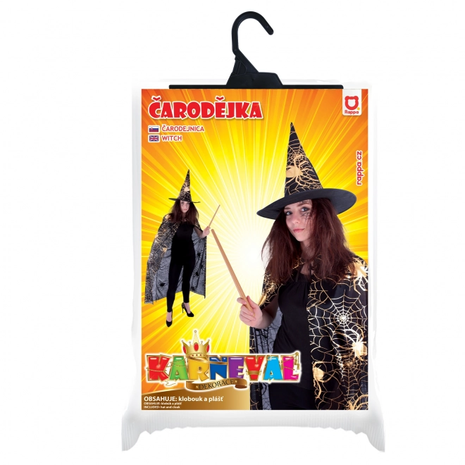 Wizard Cape with Hat and Cobweb Design for Adults