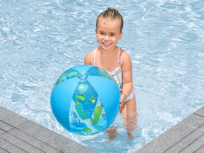 Colorful Inflatable Beach Ball with Cactus Print 51cm