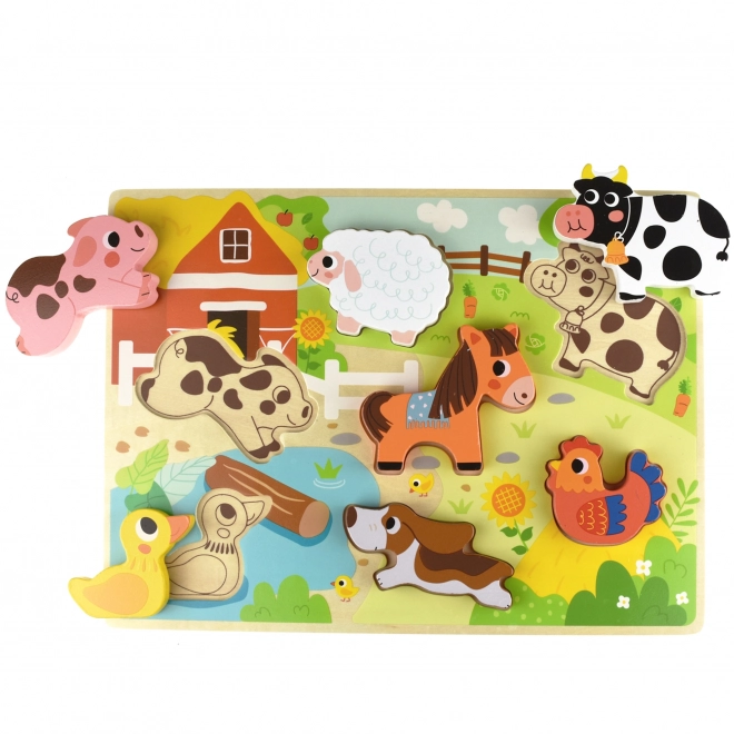 Dřevěné Montessori puzzle zvířátka farma