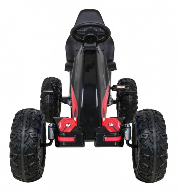 Large strong pedal go-kart for kids black + 100 kg load capacity + EVA wheels + hand brake + sports seat