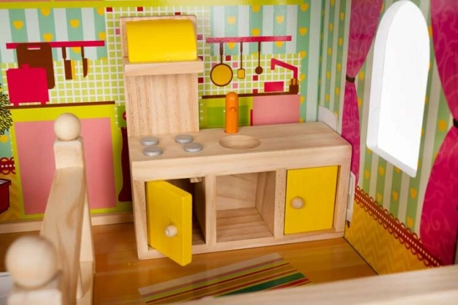 Wooden Dollhouse Villa with LED Lights