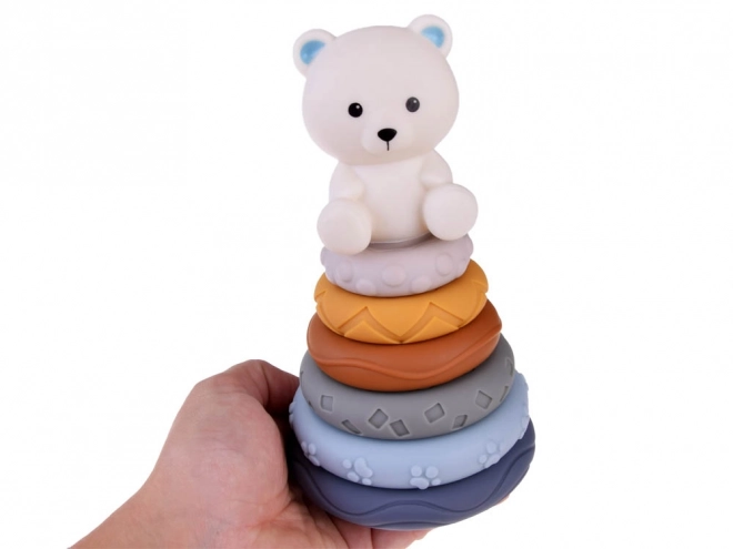 Soft Rubber Sensory Blocks Pyramid Puzzle with Bear