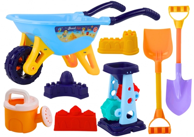 Sand Toys Set with Wheelbarrow, Mill, Shovels, Watering Can Blue