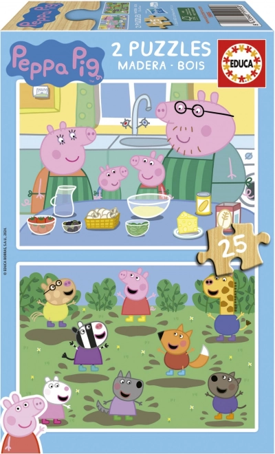 wooden puzzle peppa pig 2x25 pieces