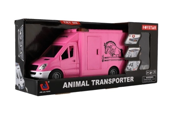 Jouet transporteur de chevaux rose avec effets