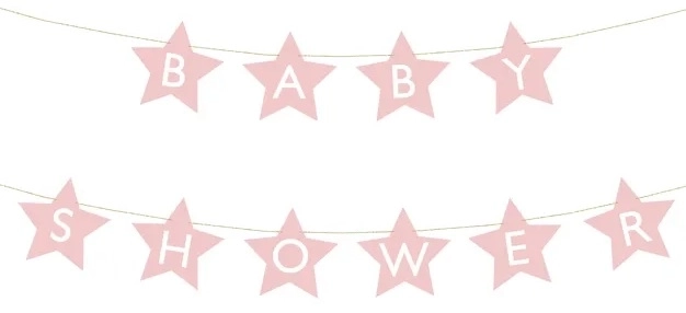 Baby shower star banner light pink