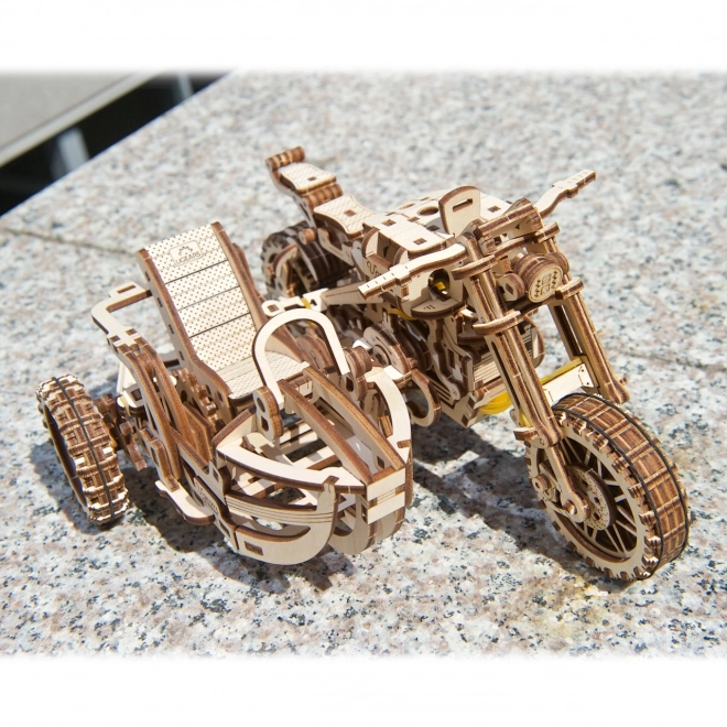 Ugears 3D Wooden Mechanical Puzzle Motorcycle with Sidecar