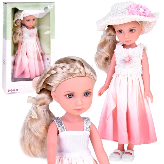 Elegant Doll with Hat and Long Blonde Hair