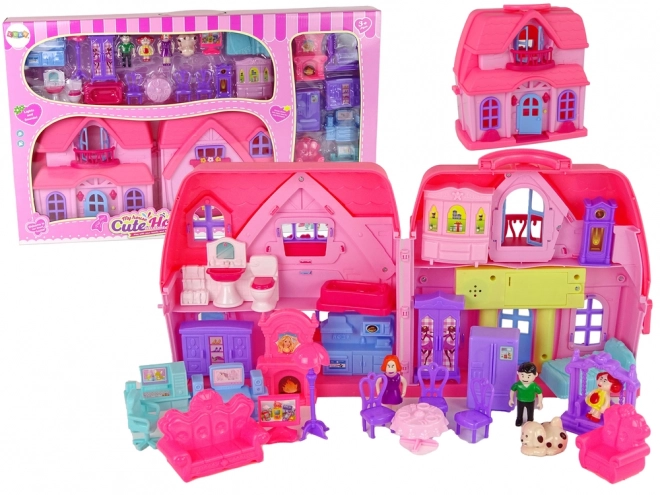 Pink Plastic Villa Playhouse Set with Lighting