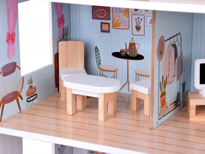 Charming Wooden Dollhouse with Furniture