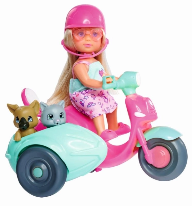 Evi Love Doll on Scooter with Sidecar