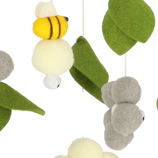 Wooden Baby Crib Mobile with Plush Bees and Flowers