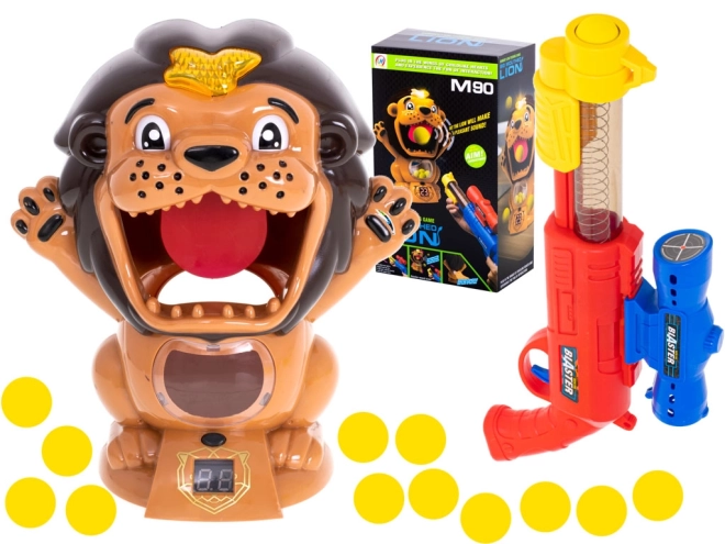 Lion Shooting Target Game Set with Gun and Balls