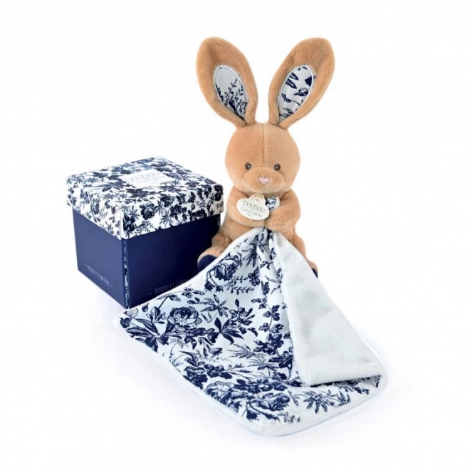 Baby Gift Set with Plush Bunny and Blue Blanket