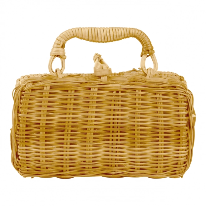 Picnic Basket with Colorful Ceramic Dishware