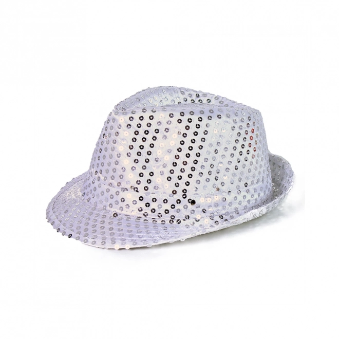 Disco Silver Hat with LED Lights for Adults