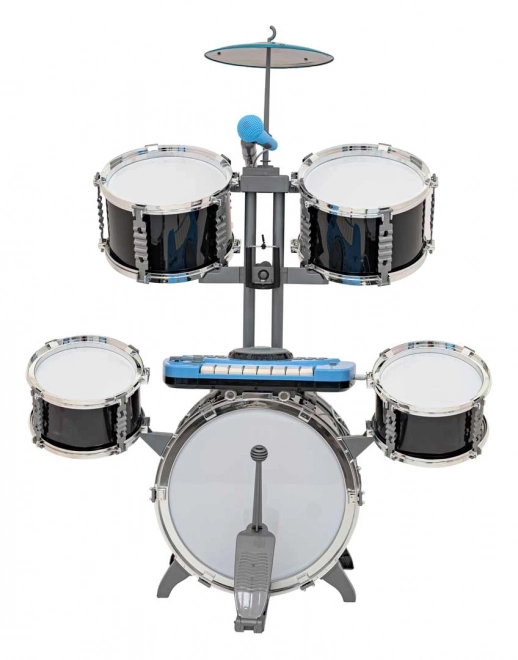 Large Black Drum Kit with Keyboard for Kids