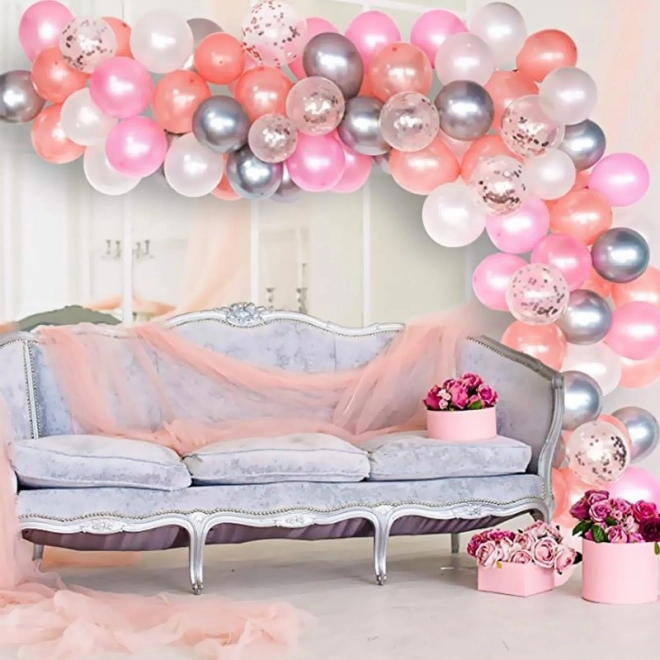 Balloon Garland in White and Pink