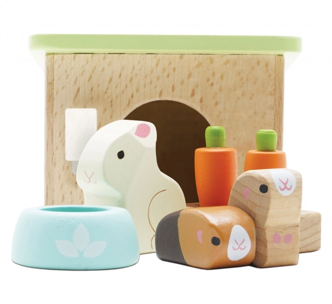 Wooden Bunny and Guinea Pig Playset