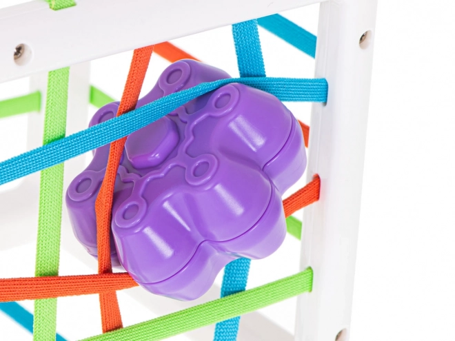 Elastic shape sorting cube toy