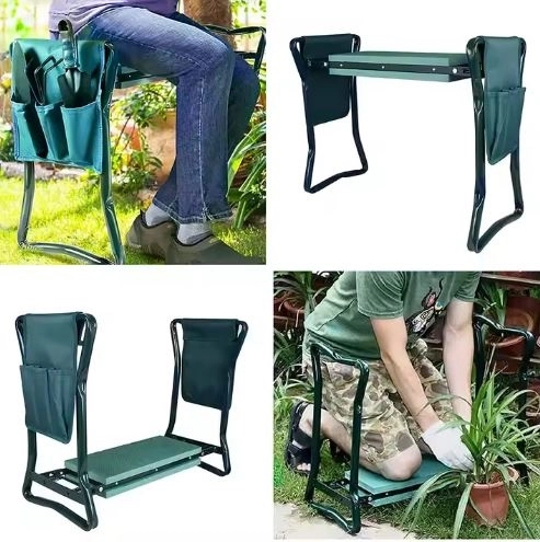 Klappbarer Gartenkniekissen und Sitzhocker 3in1 mit Organizer