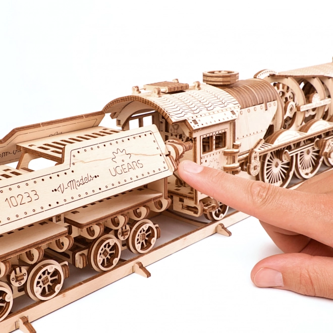 Ugears 3D Wooden Mechanical Puzzle Steam Locomotive V-Express 4-6-2 with Tender