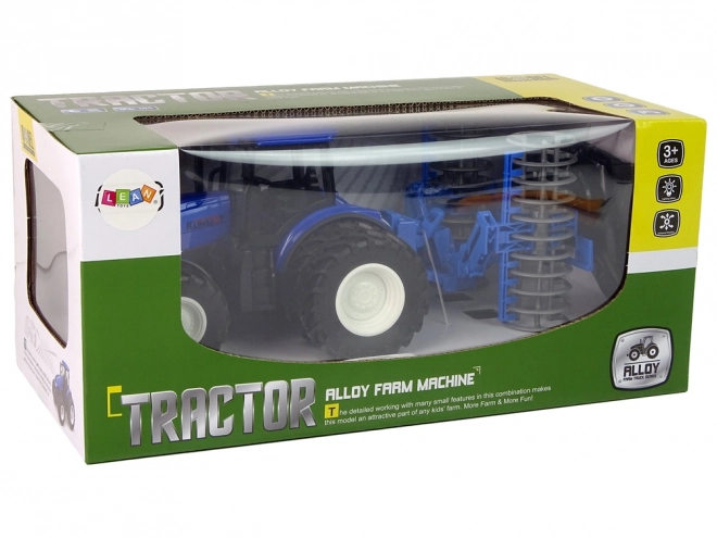 Remote Control Blue Tractor with Disc Harrow