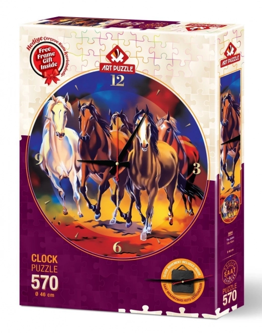 Horse Puzzle Clock with Frame